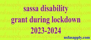 sassa disability grant during lockdown 2023-2024